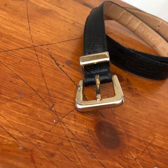 Ritz Accessories Collection Genuine Leather Belt Black Gold Tone Buckle Large - Picture 10 of 16